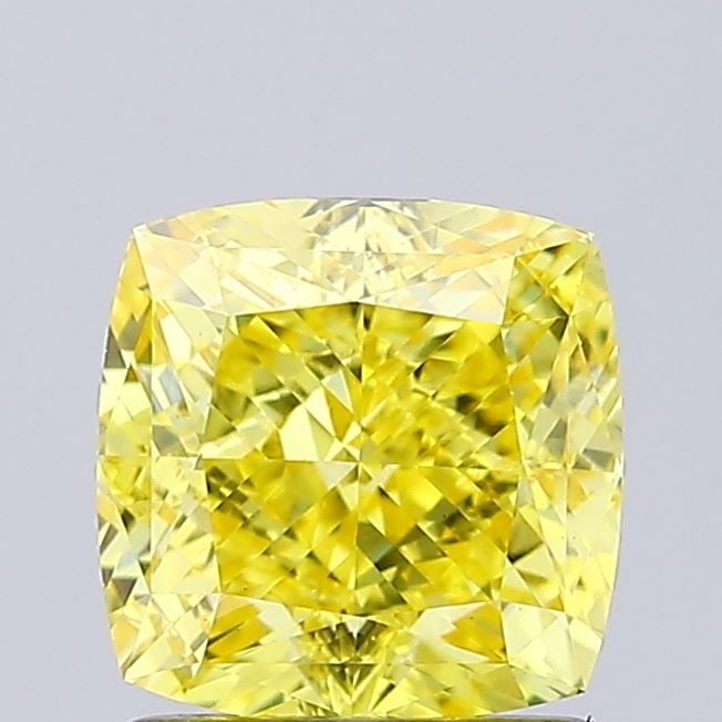 Loose Diamond - CUSHION MODIFIED 1.5ct Fancy Vivid Yellow VS1: Loose Diamond - CUSHION MODIFIED 1.5ct Fancy Vivid Yellow VS1 Source: This is a real non-mined Diamond that has been grown in a lab Shape: CUSHION MODIFIED Carats: 1.5 Color: Fancy Vivid Yellow Certif