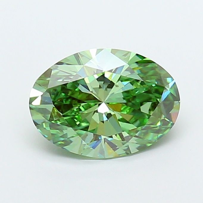 Loose Diamond - OVAL 2.03ct Fancy Vivid Green VS2: Loose Diamond - OVAL 2.03ct Fancy Vivid Green VS2 Source: This is a real non-mined Diamond that has been grown in a lab Shape: OVAL Carats: 2.03 Color: Fancy Vivid Green Certification: IGI Video:
