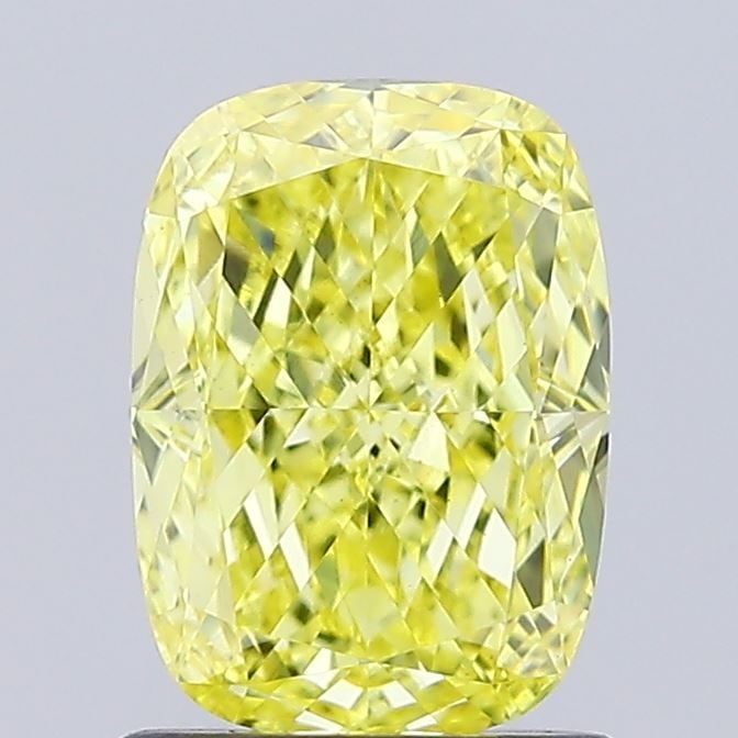 Loose Diamond - CUSHION MODIFIED 1.23ct Fancy Vivid Yellow VS1: Loose Diamond - CUSHION MODIFIED 1.23ct Fancy Vivid Yellow VS1 Source: This is a real non-mined Diamond that has been grown in a lab Shape: CUSHION MODIFIED Carats: 1.23 Color: Fancy Vivid Yellow Cert