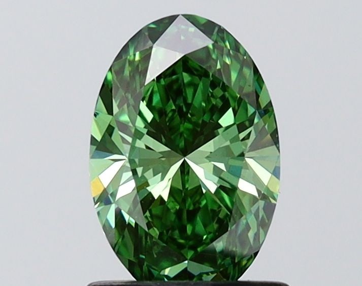 Loose Diamond - OVAL 1.02ct Fancy Vivid Green VS1: Loose Diamond - OVAL 1.02ct Fancy Vivid Green VS1 Source: This is a real non-mined Diamond that has been grown in a lab Shape: OVAL Carats: 1.02 Color: Fancy Vivid Green Certification: IGI Video: