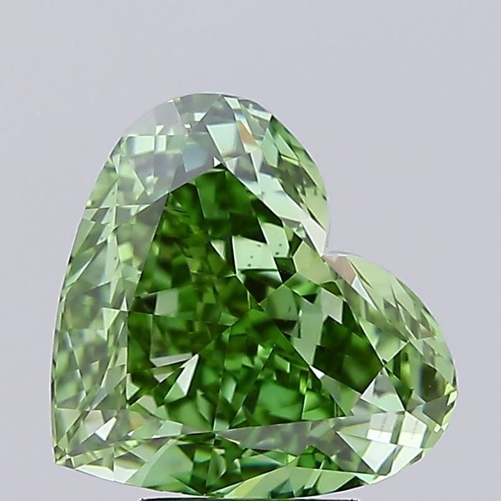 Loose Diamond - HEART 5.02ct Fancy Vivid Green VVS2: Loose Diamond - HEART 5.02ct Fancy Vivid Green VVS2 Source: This is a real non-mined Diamond that has been grown in a lab Shape: HEART Carats: 5.02 Color: Fancy Vivid Green Certification: IGI Video: