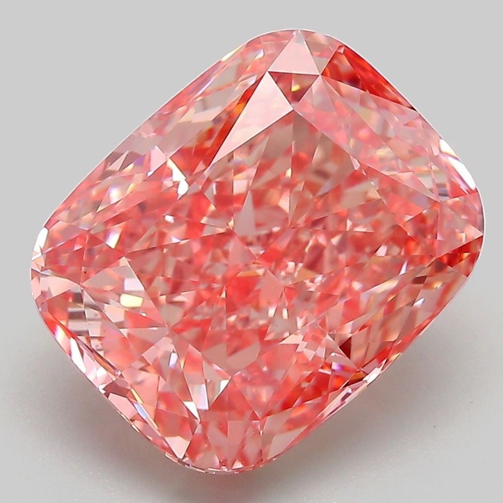 Loose Diamond - CUSHION MODIFIED 7.25ct Fancy Vivid Orangey Pink VVS2: Loose Diamond - CUSHION MODIFIED 7.25ct Fancy Vivid Orangey Pink VVS2 Source: This is a real non-mined Diamond that has been grown in a lab Shape: CUSHION MODIFIED Carats: 7.25 Color: Fancy Vivid Oran
