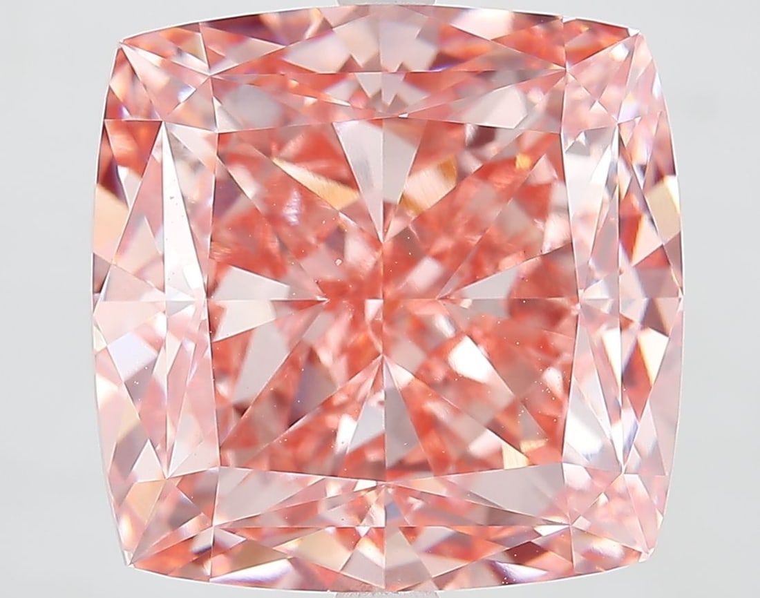 Loose Diamond - CUSHION MODIFIED 14.03ct Fancy Vivid Pink VS1: Loose Diamond - CUSHION MODIFIED 14.03ct Fancy Vivid Pink VS1 Source: This is a real non-mined Diamond that has been grown in a lab Shape: CUSHION MODIFIED Carats: 14.03 Color: Fancy Vivid Pink Certif
