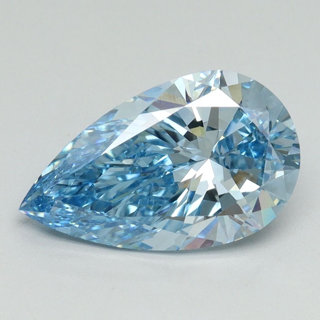 Loose Diamond - PEAR 2.61ct Fancy Vivid Blue VS1: Loose Diamond - PEAR 2.61ct Fancy Vivid Blue VS1 Source: This is a real non-mined Diamond that has been grown in a lab Shape: PEAR Carats: 2.61 Color: Fancy Vivid Blue Certification: IGI Video: