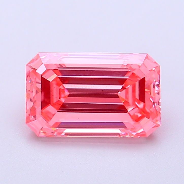 Loose Diamond - EMERALD 2.02ct Fancy Vivid Pink VS2: Loose Diamond - EMERALD 2.02ct Fancy Vivid Pink VS2 Source: This is a real non-mined Diamond that has been grown in a lab Shape: EMERALD Carats: 2.02 Color: Fancy Vivid Pink Certification: IGI Video: