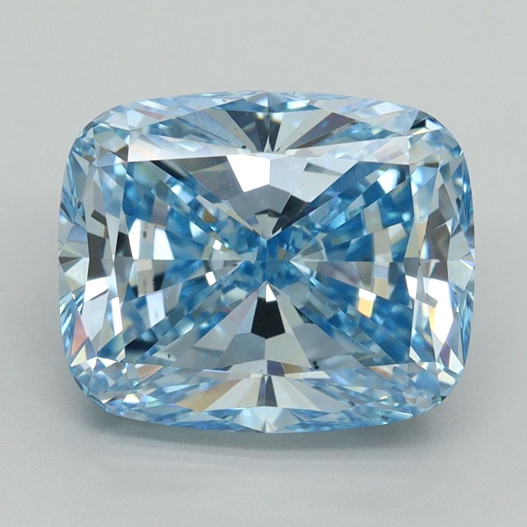 Loose Diamond - CUSHION BRILLIANT 5.02ct Fancy Vivid Blue VS1: Loose Diamond - CUSHION BRILLIANT 5.02ct Fancy Vivid Blue VS1 Source: This is a real non-mined Diamond that has been grown in a lab Shape: CUSHION BRILLIANT Carats: 5.02 Color: Fancy Vivid Blue Certif