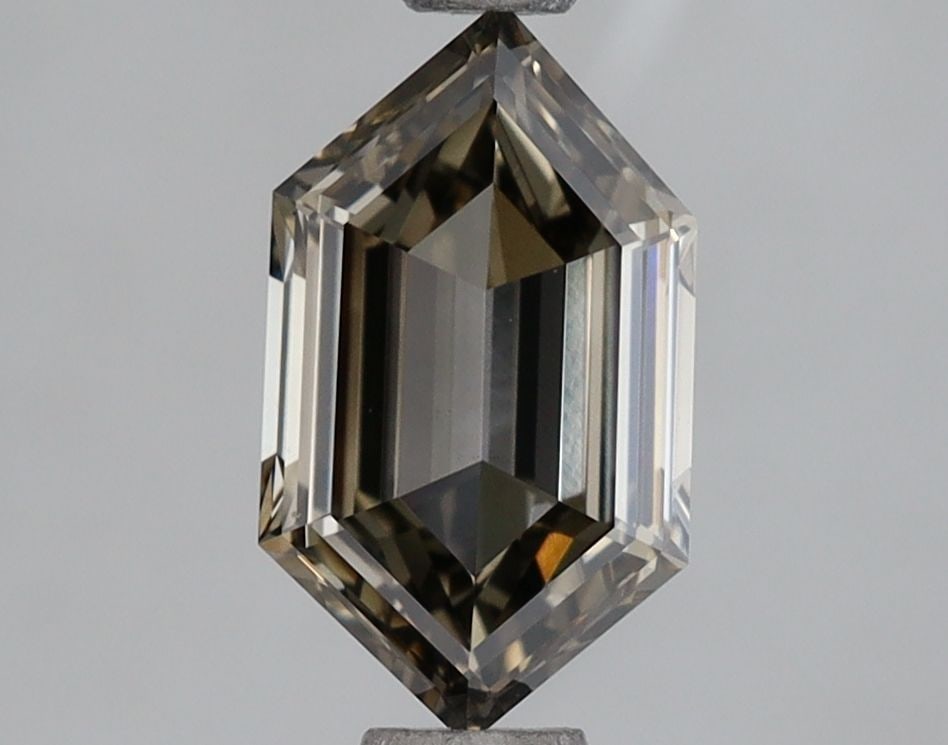 Loose Diamond - HEXAGONAL 1.01ct Fancy Brownish Black VS1: Loose Diamond - HEXAGONAL 1.01ct Fancy Brownish Black VS1 Source: This is a real non-mined Diamond that has been grown in a lab Shape: HEXAGONAL Carats: 1.01 Color: Fancy Brownish Black Certification: