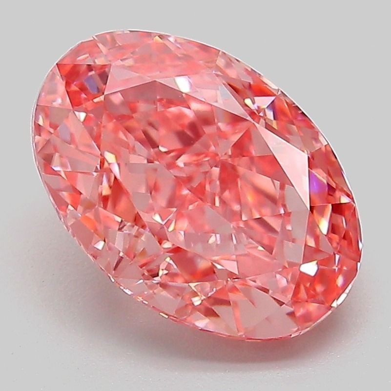 Loose Diamond - OVAL 3.09ct Fancy Vivid Pink VVS2: Loose Diamond - OVAL 3.09ct Fancy Vivid Pink VVS2 Source: This is a real non-mined Diamond that has been grown in a lab Shape: OVAL Carats: 3.09 Color: Fancy Vivid Pink Certification: IGI Video: