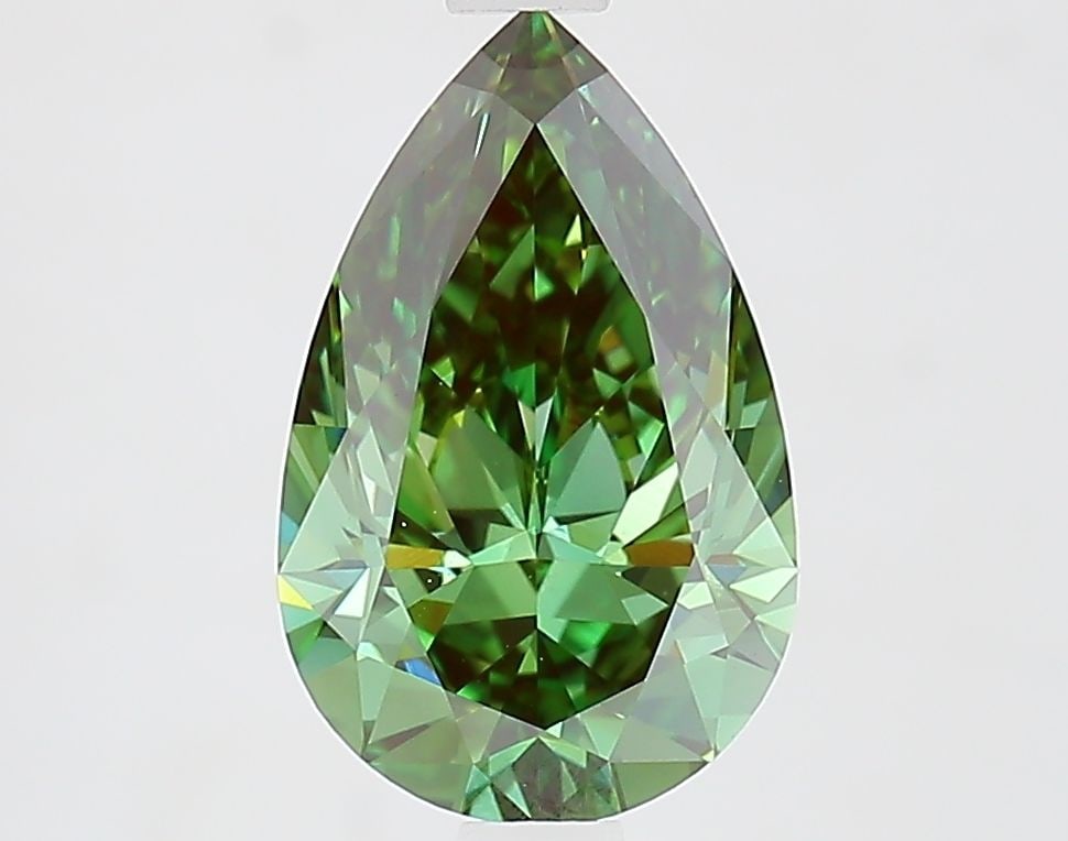 Loose Diamond - PEAR 2.06ct Fancy Vivid Green VVS2: Loose Diamond - PEAR 2.06ct Fancy Vivid Green VVS2 Source: This is a real non-mined Diamond that has been grown in a lab Shape: PEAR Carats: 2.06 Color: Fancy Vivid Green Certification: IGI Video: