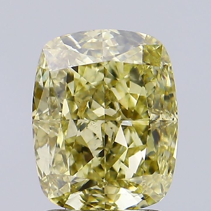 Loose Diamond - CUSHION MODIFIED 2.1ct Fancy Intense Gray Yellow VS1: Loose Diamond - CUSHION MODIFIED 2.1ct Fancy Intense Gray Yellow VS1 Source: This is a real non-mined Diamond that has been grown in a lab Shape: CUSHION MODIFIED Carats: 2.1 Color: Fancy Intense Gray