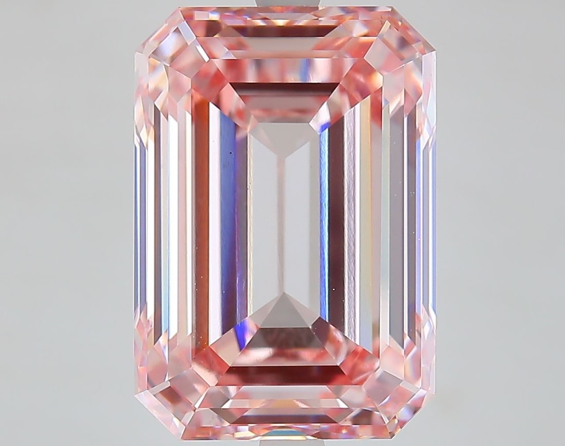 Loose Diamond - EMERALD 10.61ct Fancy Intense Pink VS1: Loose Diamond - EMERALD 10.61ct Fancy Intense Pink VS1 Source: This is a real non-mined Diamond that has been grown in a lab Shape: EMERALD Carats: 10.61 Color: Fancy Intense Pink Certification: IGI V