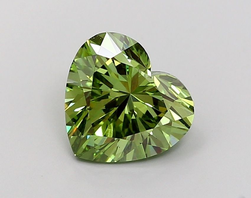 Loose Diamond - HEART 2.09ct Fancy Vivid Green VS1: Loose Diamond - HEART 2.09ct Fancy Vivid Green VS1 Source: This is a real non-mined Diamond that has been grown in a lab Shape: HEART Carats: 2.09 Color: Fancy Vivid Green Certification: IGI Video: