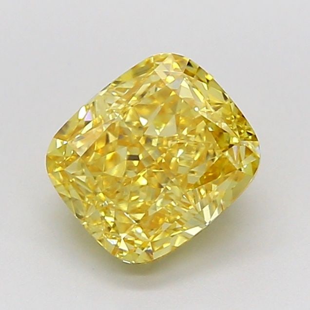 Loose Diamond - CUSHION MODIFIED 1.55ct Fancy Vivid Yellow VS1: Loose Diamond - CUSHION MODIFIED 1.55ct Fancy Vivid Yellow VS1 Source: This is a real non-mined Diamond that has been grown in a lab Shape: CUSHION MODIFIED Carats: 1.55 Color: Fancy Vivid Yellow Cert