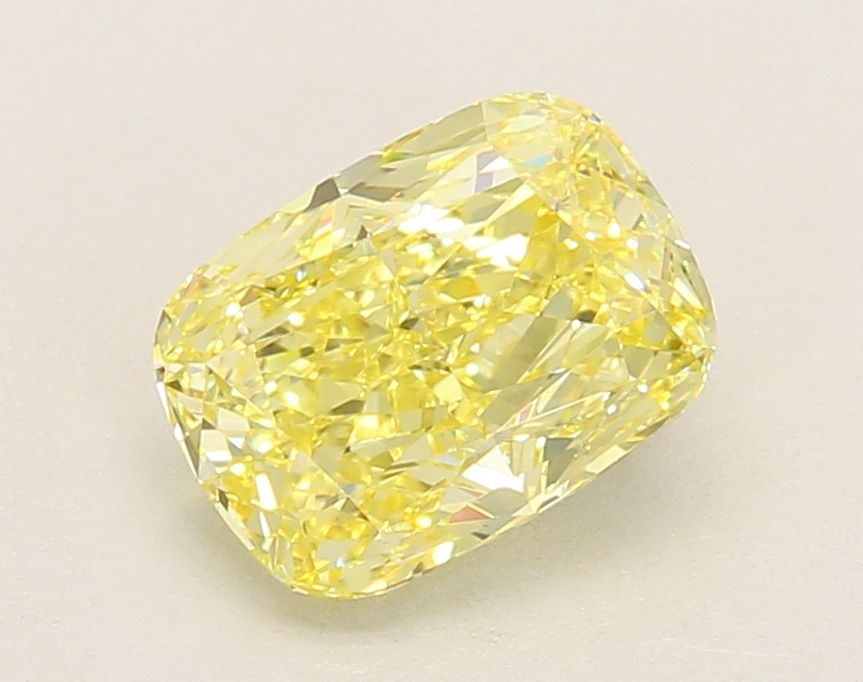 Loose Diamond - CUSHION MODIFIED 2.13ct Fancy Intense Yellow VVS2: Loose Diamond - CUSHION MODIFIED 2.13ct Fancy Intense Yellow VVS2 Source: This is a real non-mined Diamond that has been grown in a lab Shape: CUSHION MODIFIED Carats: 2.13 Color: Fancy Intense Yellow