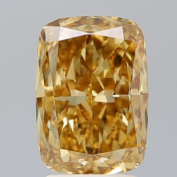 Loose Diamond - CUSHION MODIFIED 3.05ct Fancy Intense Brownish Yellow VVS2: Loose Diamond - CUSHION MODIFIED 3.05ct Fancy Intense Brownish Yellow VVS2 Source: This is a real non-mined Diamond that has been grown in a lab Shape: CUSHION MODIFIED Carats: 3.05 Color: Fancy Inten