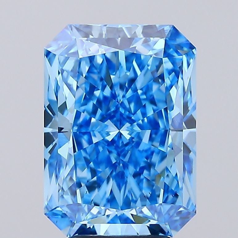Loose Diamond - RADIANT 5.05ct Fancy Vivid Blue VS1: Loose Diamond - RADIANT 5.05ct Fancy Vivid Blue VS1 Source: This is a real non-mined Diamond that has been grown in a lab Shape: RADIANT Carats: 5.05 Color: Fancy Vivid Blue Certification: IGI Video: