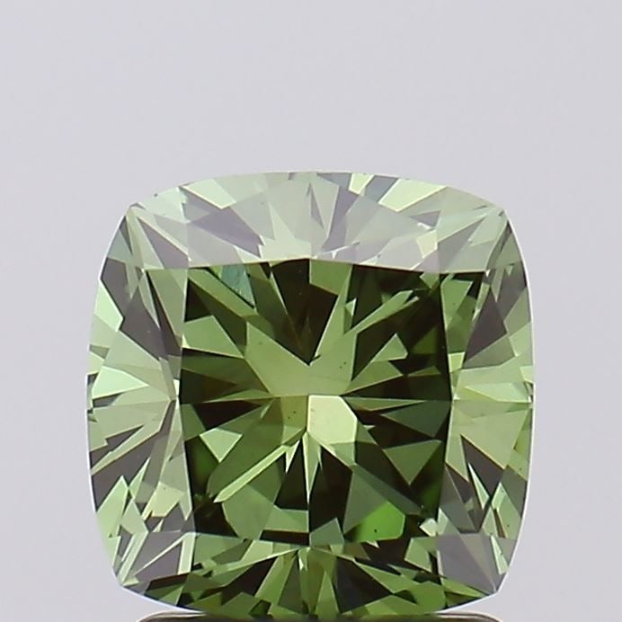 Loose Diamond - CUSHION MODIFIED 1.88ct Fancy Vivid Green VS1: Loose Diamond - CUSHION MODIFIED 1.88ct Fancy Vivid Green VS1 Source: This is a real non-mined Diamond that has been grown in a lab Shape: CUSHION MODIFIED Carats: 1.88 Color: Fancy Vivid Green Certif