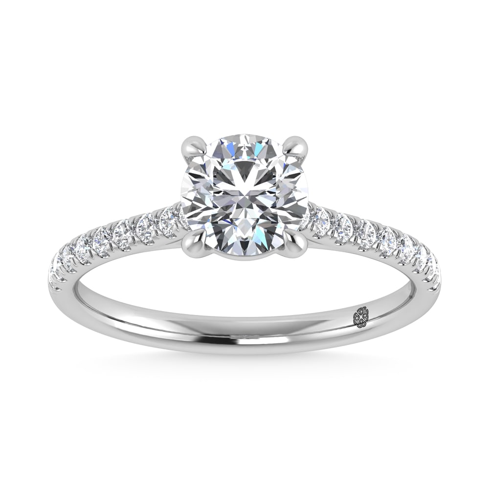 10K White Gold 1 1/4 Ct.Tw. Lab Grown Diamond Halo Engagement Ring (Center 1 CT): 10K White Gold 1 1/4 Ct.Tw. Lab Grown Diamond Halo Engagement Ring (Center 1 CT) This elegant diamond engagement ring crafted in 10k White gold, features a brilliant round-cut center stone of 1.00 ct 