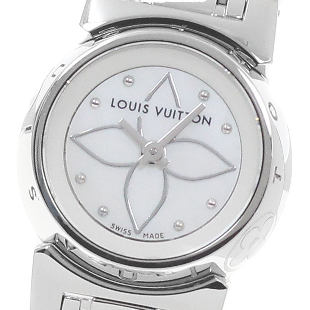Louis Vuitton Tambour Bijou Quartz Steel Womens Watch Q151C: Louis Vuitton Tambour Bijou Quartz Steel Womens Watch Q151C This pre-owned Louis Vuitton Tambour Bijou Q151C women's wristwatch features a stainless steel case and bracelet with a white dial. Powered 