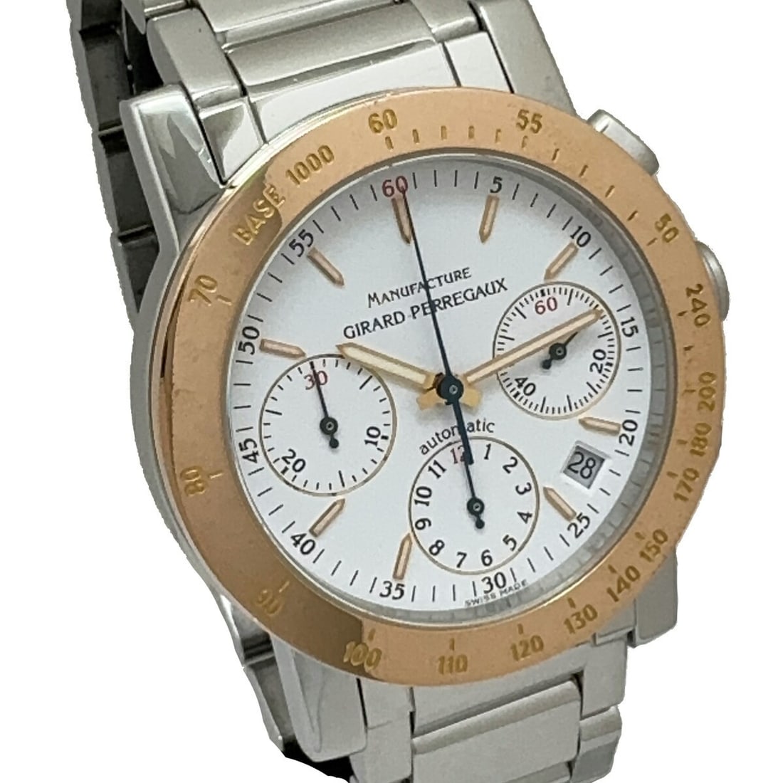 Girard Perregaux GP7000 Automatic Chronograph Date 7030 Stainless Steel Pink Gold: Girard Perregaux GP7000 Automatic Chronograph Date 7030 Stainless Steel Pink Gold This Girard Perregaux GP7000 Chronograph Date Ref.7030 is a men's automatic wristwatch crafted from stainless steel an