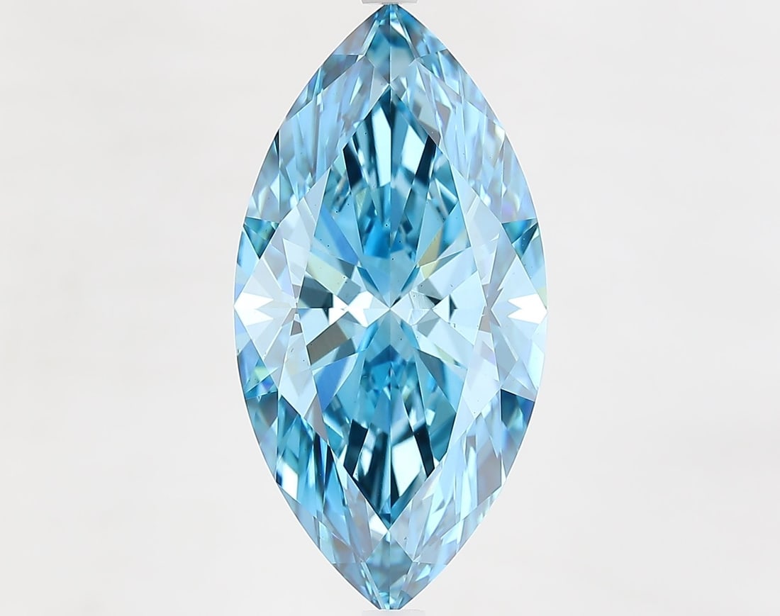 Loose Diamond - MARQUISE 7.14ct Fancy Vivid Blue VS2: Loose Diamond - MARQUISE 7.14ct Fancy Vivid Blue VS2 Source: This is a real non-mined Diamond that has been grown in a lab Shape: MARQUISE Carats: 7.14 Color: Fancy Vivid Blue Certification: IGI Video