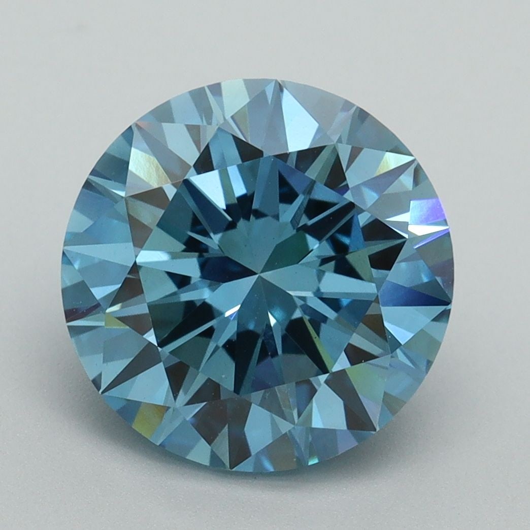 Loose Diamond - ROUND 4.04ct Fancy Vivid Blue VVS2: Loose Diamond - ROUND 4.04ct Fancy Vivid Blue VVS2 Source: This is a real non-mined Diamond that has been grown in a lab Shape: ROUND Carats: 4.04 Color: Fancy Vivid Blue Certification: IGI Video: