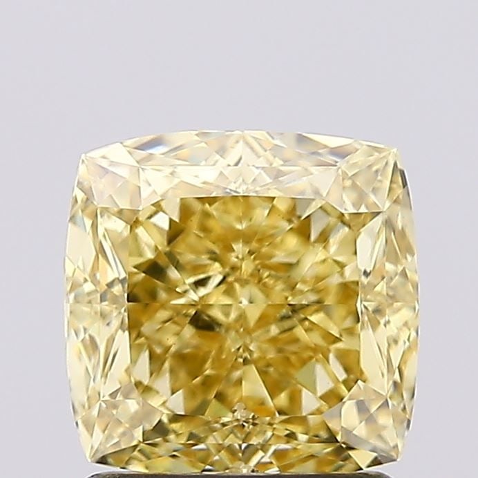 Loose Diamond - CUSHION MODIFIED 1.51ct Fancy Vivid Yellow SI1: Loose Diamond - CUSHION MODIFIED 1.51ct Fancy Vivid Yellow SI1 Source: This is a real non-mined Diamond that has been grown in a lab Shape: CUSHION MODIFIED Carats: 1.51 Color: Fancy Vivid Yellow Cert