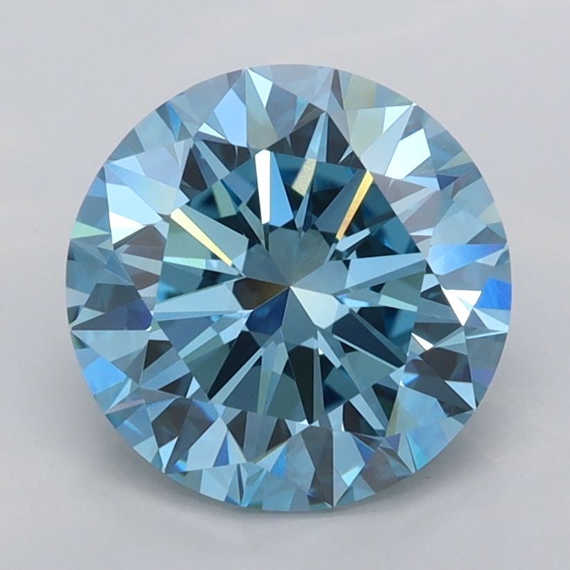 Ideal Loose Diamond - ROUND 2.43ct Fancy Vivid Blue VVS2: Ideal Loose Diamond - ROUND 2.43ct Fancy Vivid Blue VVS2 Source: This is a real non-mined Diamond that has been grown in a lab Shape: ROUND Carats: 2.43 Color: Fancy Vivid Blue Certification: IGI Vide