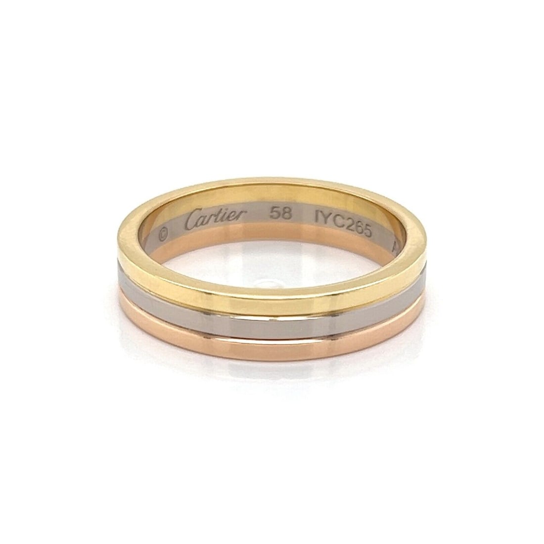 Cartier Vendome Louis tri color 18k gold band ring EU 58 US 8.5: Cartier Vendome Louis tri color 18k gold band ring EU 58 US 8.5 This Cartier Vendome Louis band ring exemplifies timeless elegance and expert craftsmanship. Made in France, it features a classic inter
