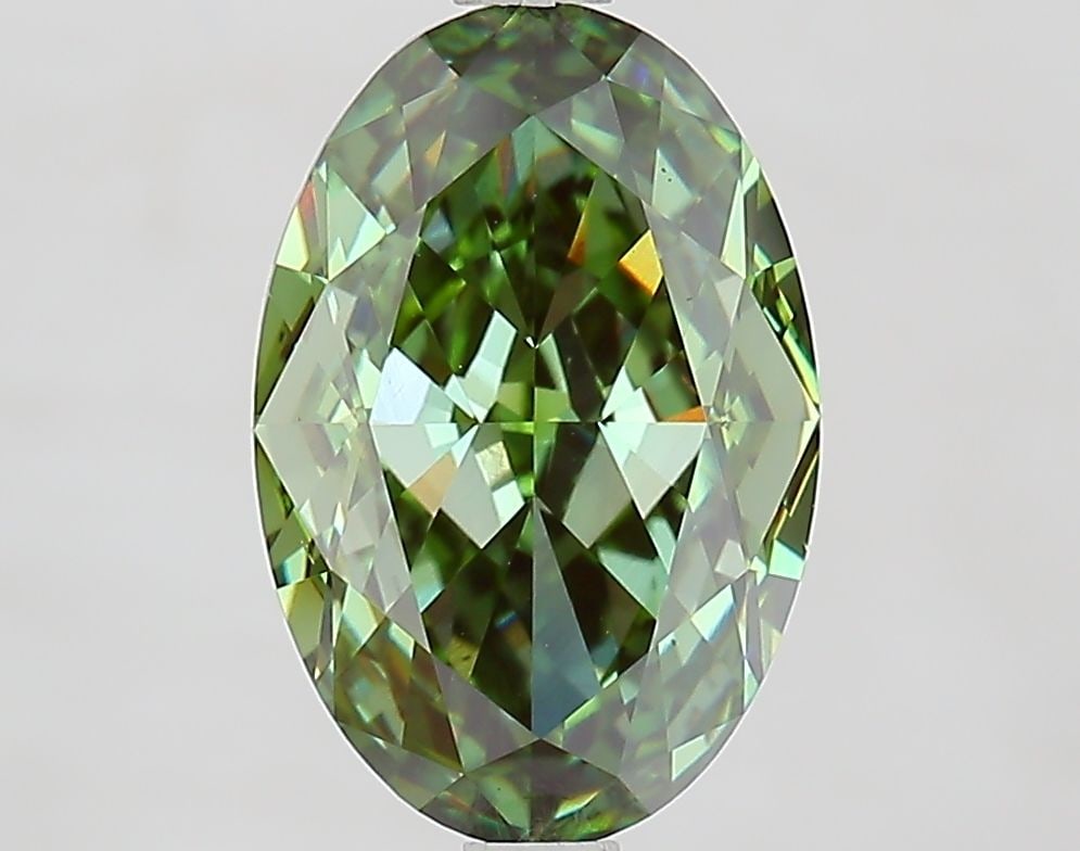 Loose Diamond - OVAL 3.52ct Fancy Vivid Green VS1: Loose Diamond - OVAL 3.52ct Fancy Vivid Green VS1 Source: This is a real non-mined Diamond that has been grown in a lab Shape: OVAL Carats: 3.52 Color: Fancy Vivid Green Certification: IGI Video: