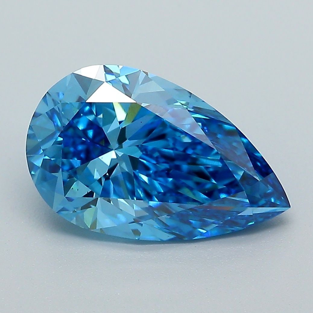 Loose Diamond - PEAR 3.07ct Fancy Vivid Blue VS1: Loose Diamond - PEAR 3.07ct Fancy Vivid Blue VS1 Source: This is a real non-mined Diamond that has been grown in a lab Shape: PEAR Carats: 3.07 Color: Fancy Vivid Blue Certification: IGI Video: