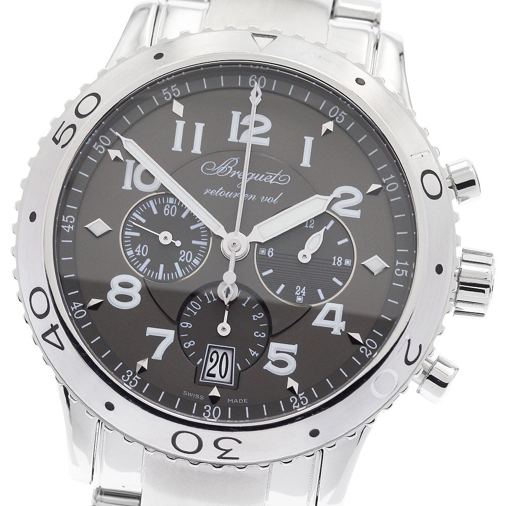 Breguet Type XXI Stainless Steel Chronograph Men's Wristwatch 3810ST 92 SZ9: Breguet Type XXI Stainless Steel Chronograph Men's Wristwatch 3810ST 92 SZ9 This Breguet Type XXI Chronograph men's wristwatch features a stainless steel case and bracelet, paired with a gray dial. Po