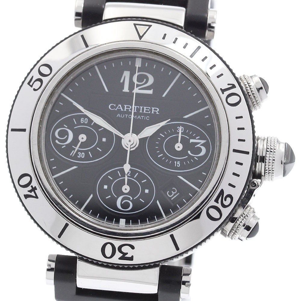 Cartier Pasha Seatimer Automatic Chronograph Black Dial Men's Wristwatch (1 of 8)