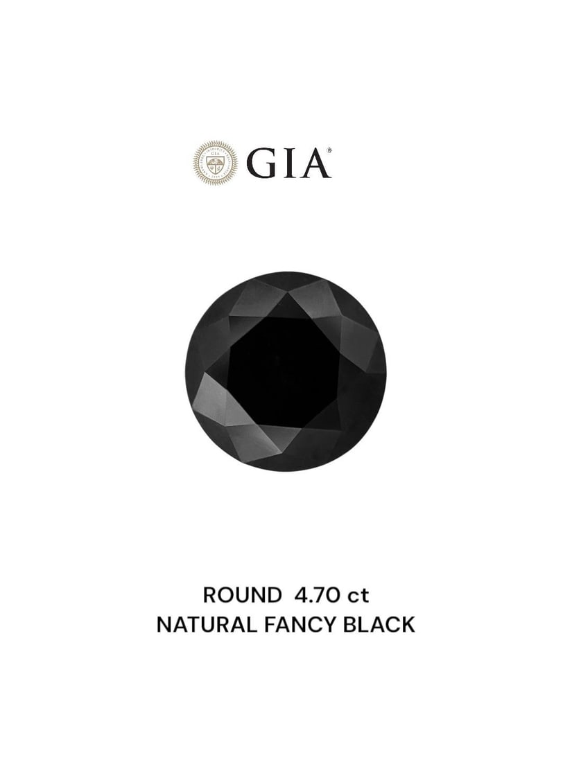 Loose Diamond - ROUND 4.7ct Fancy Black VVS2: Loose Diamond - ROUND 4.7ct Fancy Black VVS2 Source: Natural Shape: ROUND Carats: 4.7 Color: Fancy Black Certification: GIA Video: