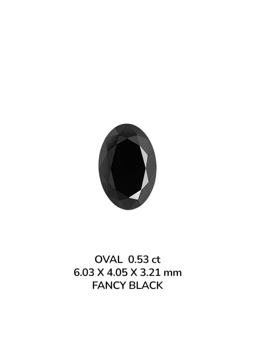 Loose Diamond - OVAL 0.53ct Fancy Black VVS2: Loose Diamond - OVAL 0.53ct Fancy Black VVS2 Source: Natural Shape: OVAL Carats: 0.53 Color: Fancy Black Certification: NONE The Diamond Depot Guarantee: All items in this auction are guaranteed to be
