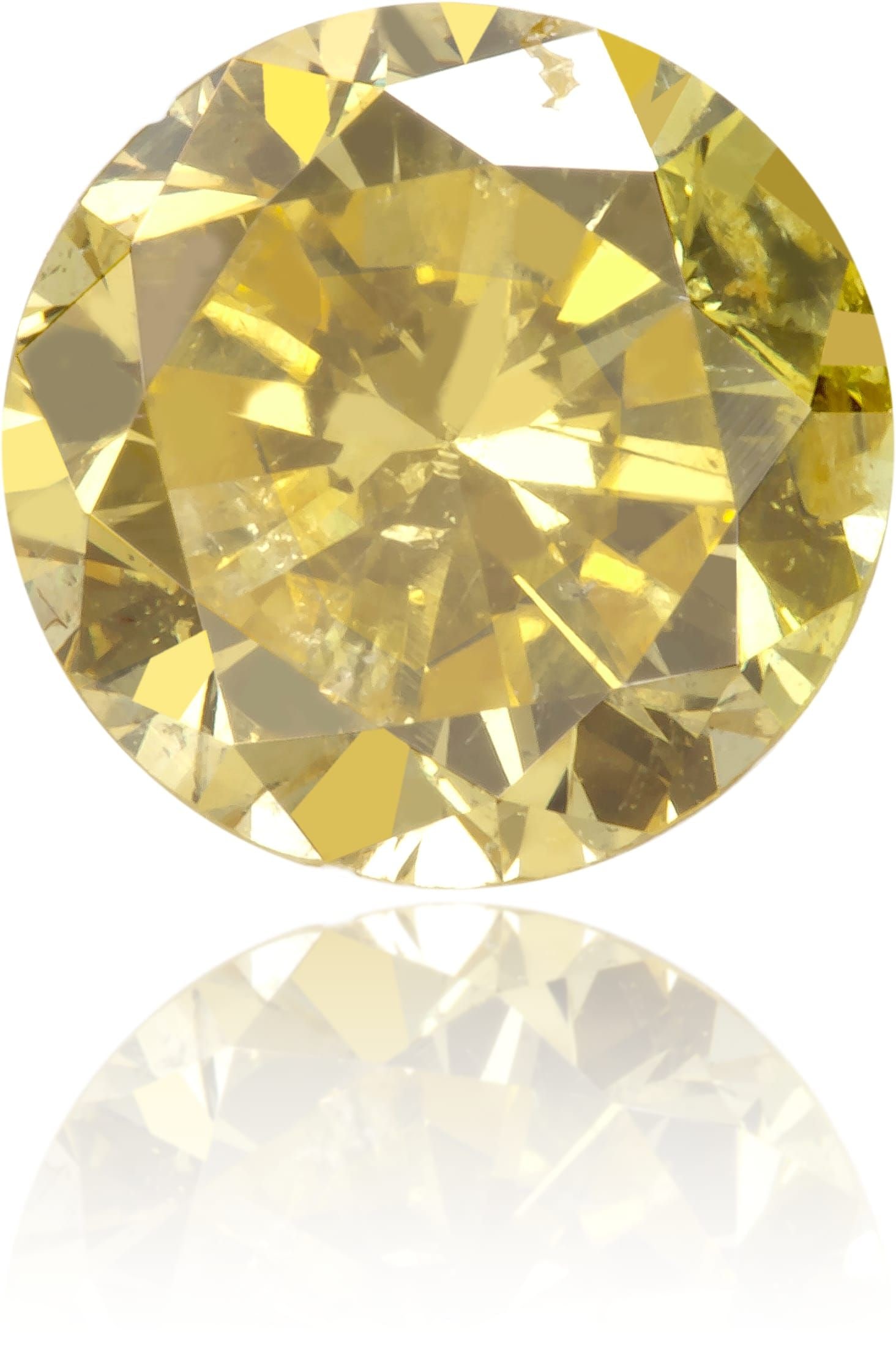 Loose Diamond - ROUND 1.02ct Fancy Greenish Yellow I2: Loose Diamond - ROUND 1.02ct Fancy Greenish Yellow I2 Source: Natural Shape: ROUND Carats: 1.02 Color: Fancy Greenish Yellow Certification: NONE The Diamond Depot Guarantee: All items in this auction