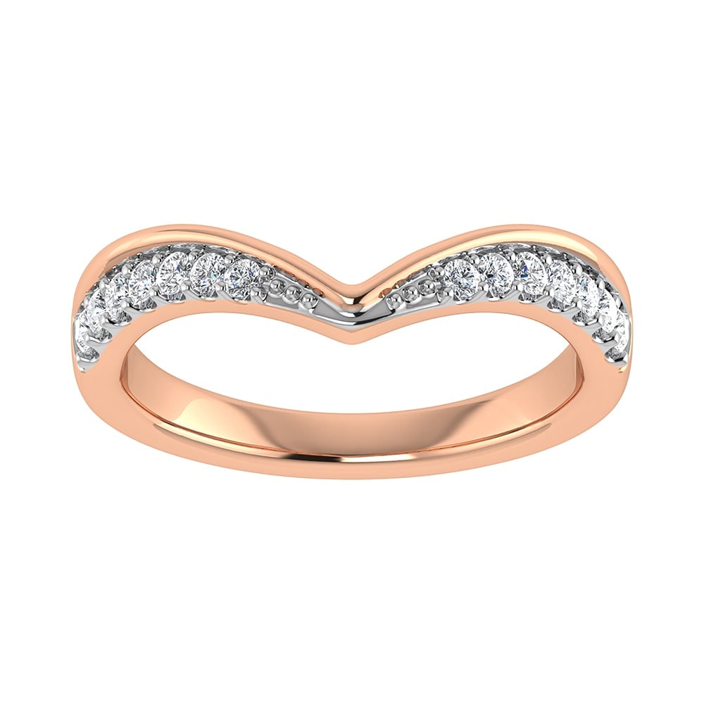 14K Rose Gold 1/5 Ct.Tw. Diamond Chevron Band: 14K Rose Gold 1/5 Ct.Tw. Diamond Chevron Band 14k Rose Gold Stone Color: G-h Stone Clarity: I1 Each ring is presented in standard size 6.5. Complimentary resizing is available between sizes 510 (in 1/