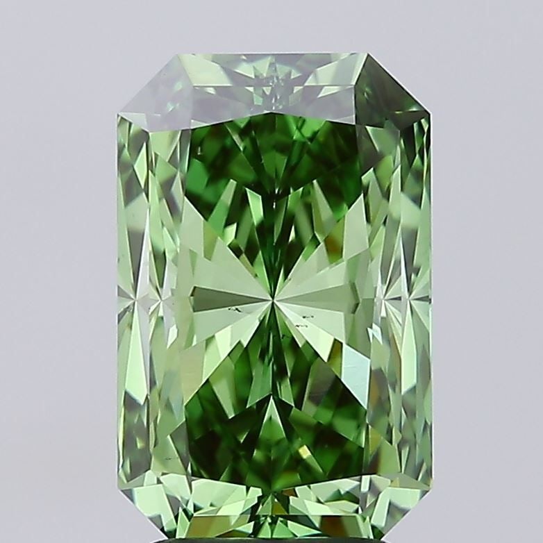 Loose Diamond - RADIANT 3.56ct Fancy Vivid Green VS1: Loose Diamond - RADIANT 3.56ct Fancy Vivid Green VS1 Source: This is a real non-mined Diamond that has been grown in a lab Shape: RADIANT Carats: 3.56 Color: Fancy Vivid Green Certification: IGI Video
