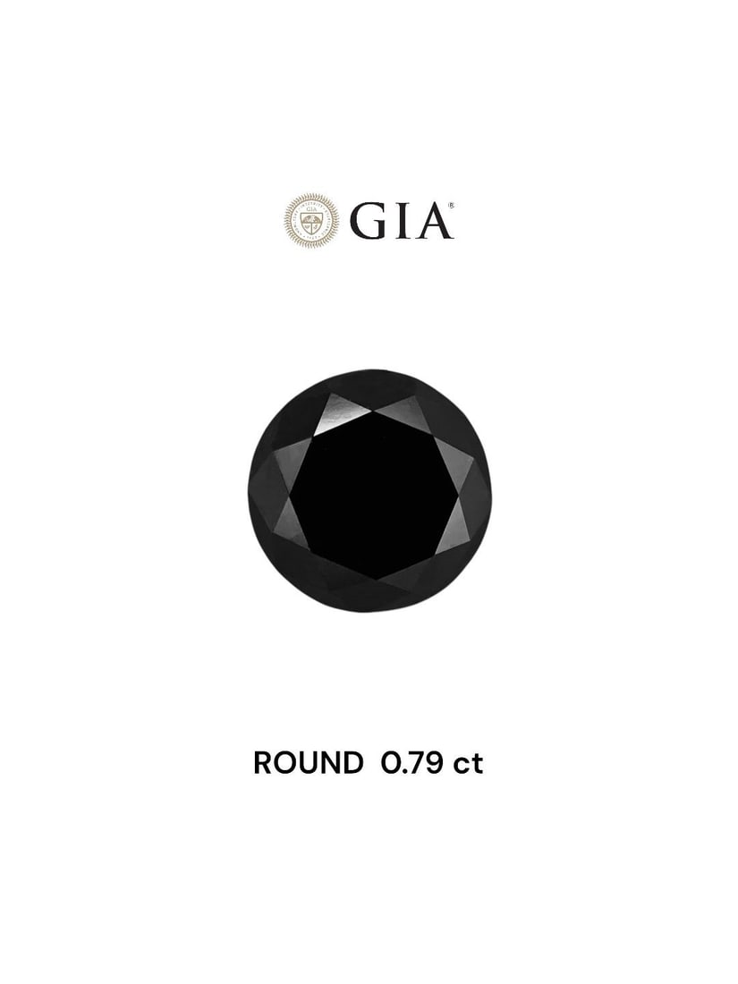Loose Diamond - ROUND 0.79ct Fancy Black VVS2: Loose Diamond - ROUND 0.79ct Fancy Black VVS2 Source: Natural Shape: ROUND Carats: 0.79 Color: Fancy Black Certification: GIA Video: