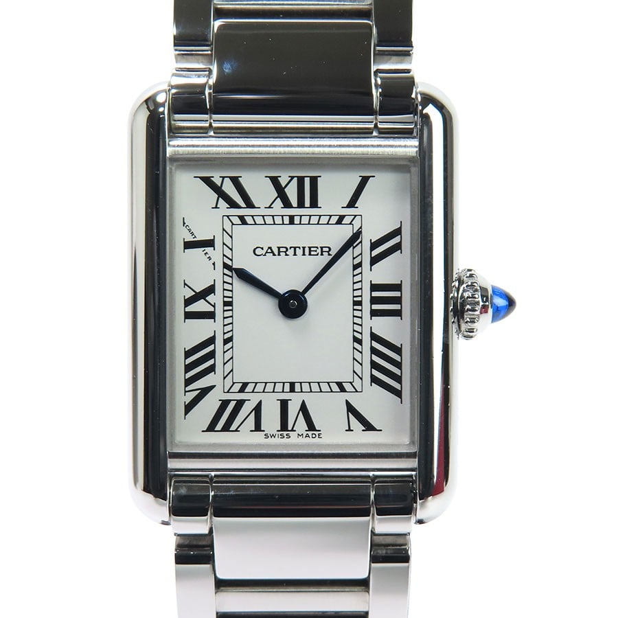Cartier Tank Must Quartz White Dial Steel Wristwatch Box: Cartier Tank Must Quartz White Dial Steel Wristwatch Box This Cartier Tank Must WSTA0051 is a sophisticated women's wristwatch featuring a classic white dial and a durable stainless steel case. Powere
