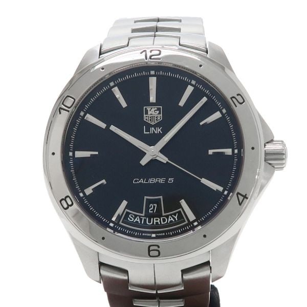 TAG Heuer Link WAT2010 Automatic Stainless Steel 42mm Men's Watch: TAG Heuer Link WAT2010 Automatic Stainless Steel 42mm Men's Watch This TAG Heuer Link Caliber 5 Day Date wristwatch features a 42mm stainless steel case and a distinctive black dial with both date and