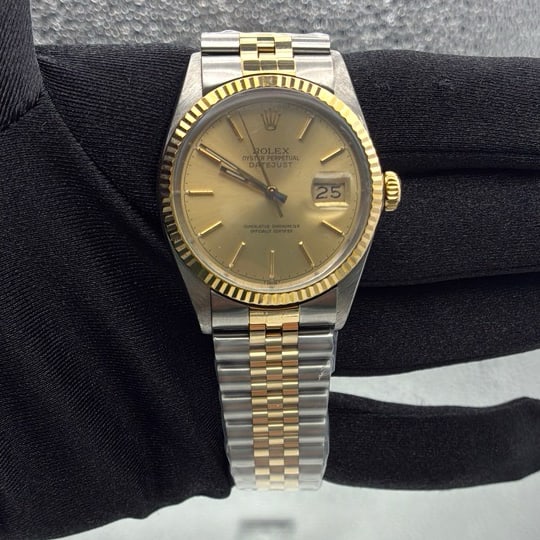 Rolex Datejust 16013 Champagne Dial Fluted Bezel Aftermarket Jubilee Bracelet (1 of 4)