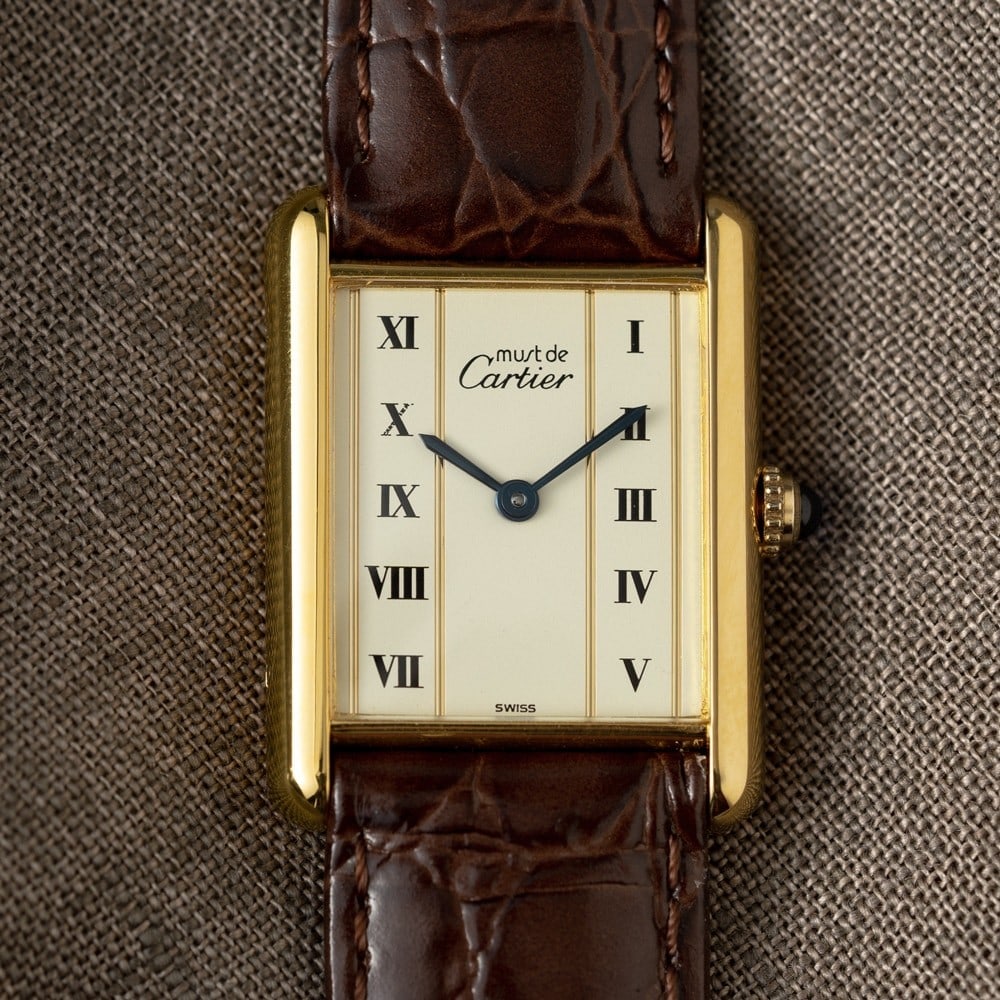 Cartier Must Tank LM Quartz Roman Dial Strap Watch Vintage (1 of 11)