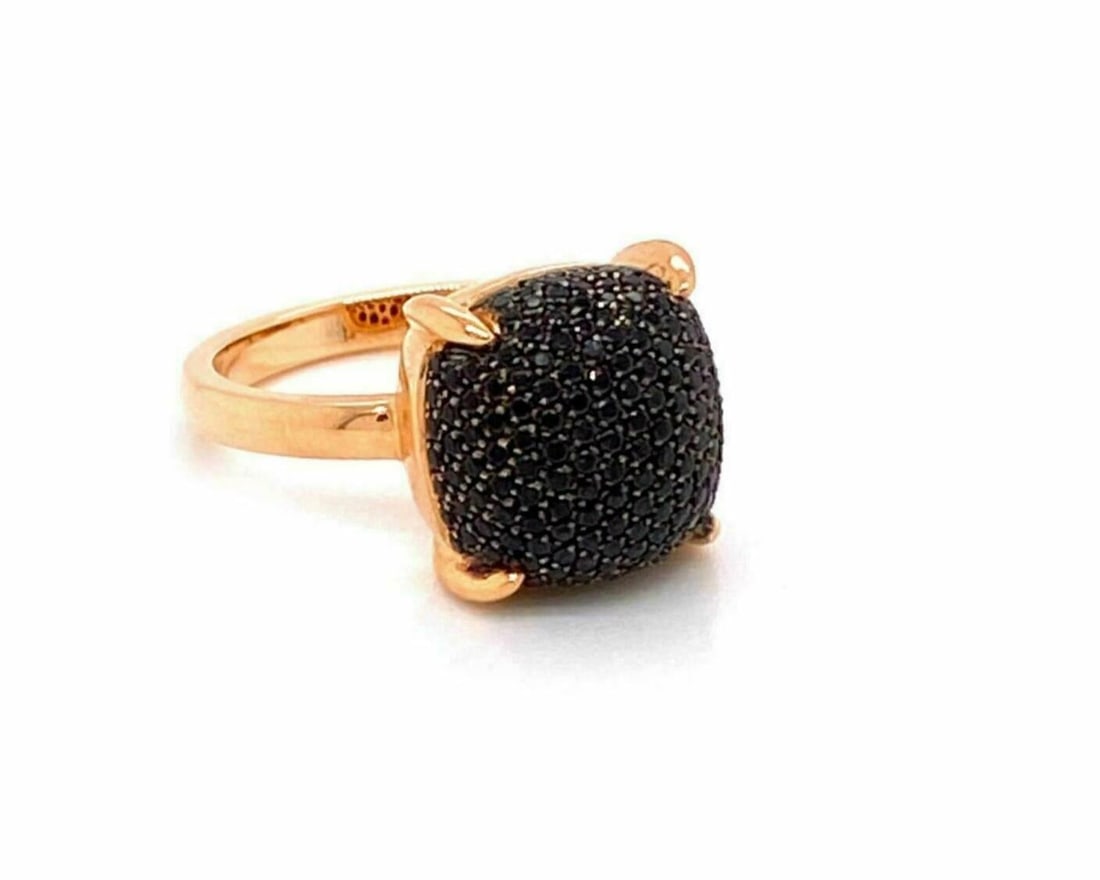 Paloma Picasso Sugar Stacks Tiffany ring 18k rose gold black spinel size 6: Paloma Picasso Sugar Stacks Tiffany ring 18k rose gold black spinel size 6 This Tiffany & Co. Paloma Picasso Sugar Stacks ring features a bold, cushion-shaped sculptural dome crafted in solid 18k rose