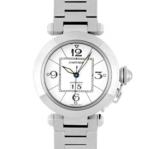 Cartier Pasha C 35mm Automatic Unisex Wristwatch Big Date White Dial: Cartier Pasha C 35mm Automatic Unisex Wristwatch Big Date White Dial This Cartier Pasha C Big Date wristwatch features a 35mm stainless steel case with a white dial and automatic movement. Designed fo