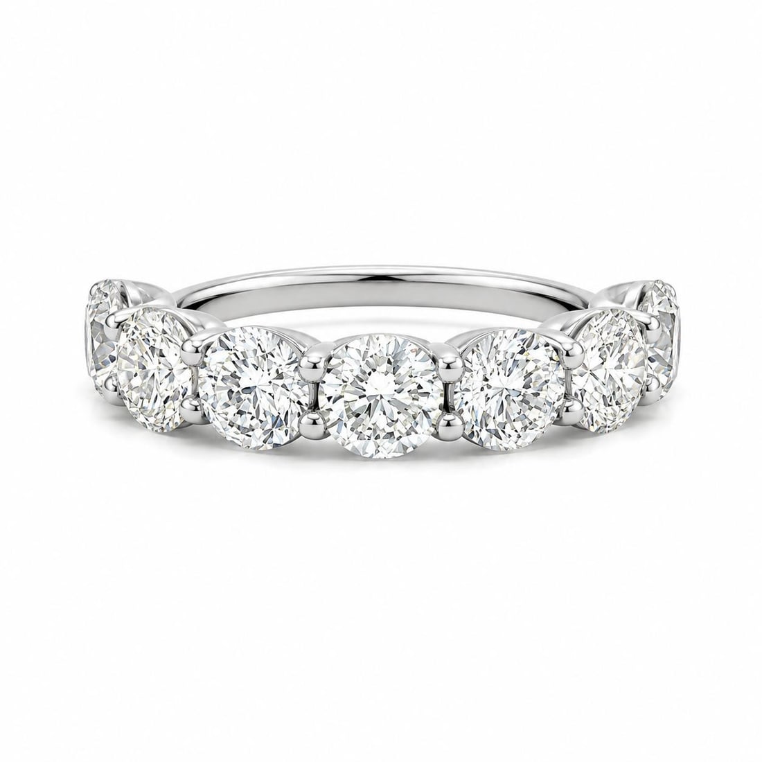 14k White Gold Diamond Band Ring 7 Stones Size 6.5 (1 of 10)