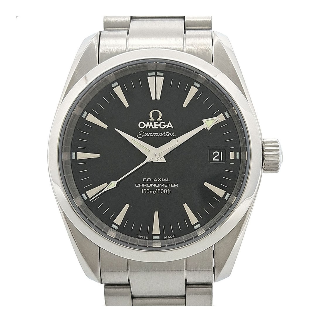 OMEGA Aqua Terra Seamaster Men's Wristwatch: OMEGA Aqua Terra Seamaster Men's Wristwatch This is an OMEGA Seamaster Aqua Terra 2504.50 wristwatch designed for men. Made in Switzerland, this pre-owned timepiece combines OMEGA's renowned craftsman