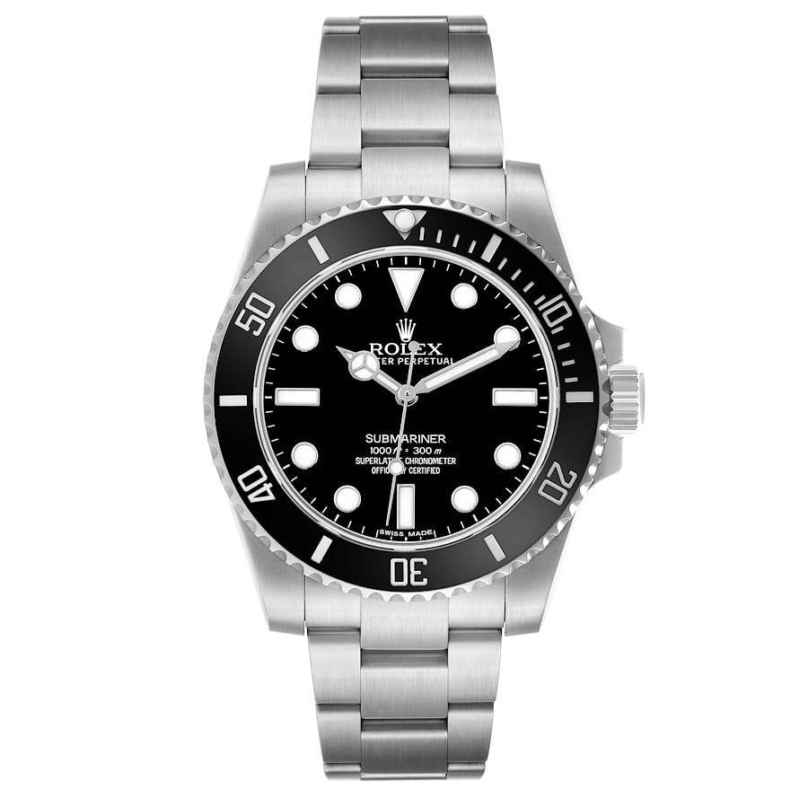 2019 Rolex 114060 Submariner No-Date Oyster Bracelet New Card Black Dial: 2019 Rolex 114060 Submariner No-Date Oyster Bracelet New Card Black Dial The Rolex Submariner No-Date features a black dial and a ceramic bezel, presented on an Oyster bracelet. This model is a 2019 r