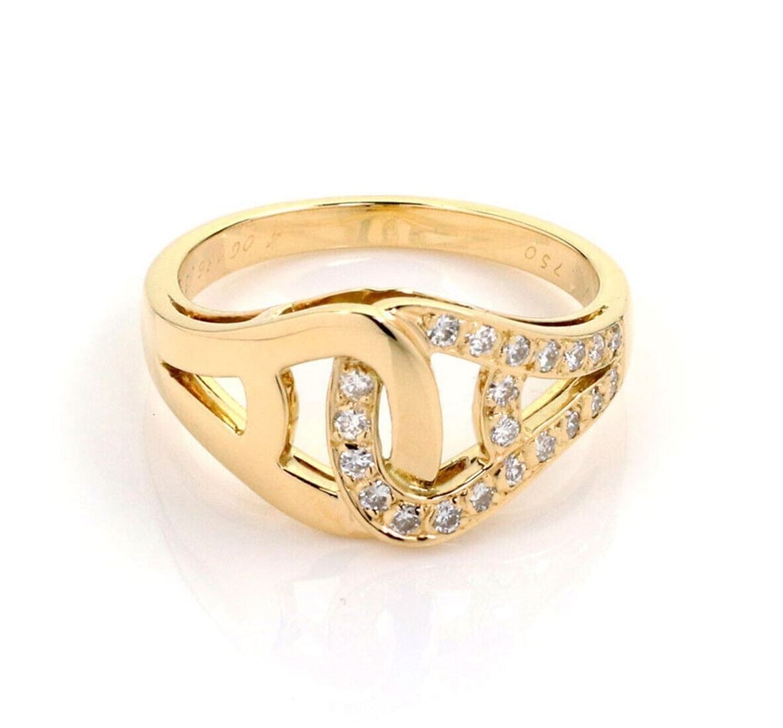 Cartier 18k Yellow Gold Diamond Knot Band Ring Size 6.5: Cartier 18k Yellow Gold Diamond Knot Band Ring Size 6.5 This Cartier Diamond Open Love Knot band ring is crafted in 18k yellow gold and features the maison's iconic knot motif, symbolizing love and un