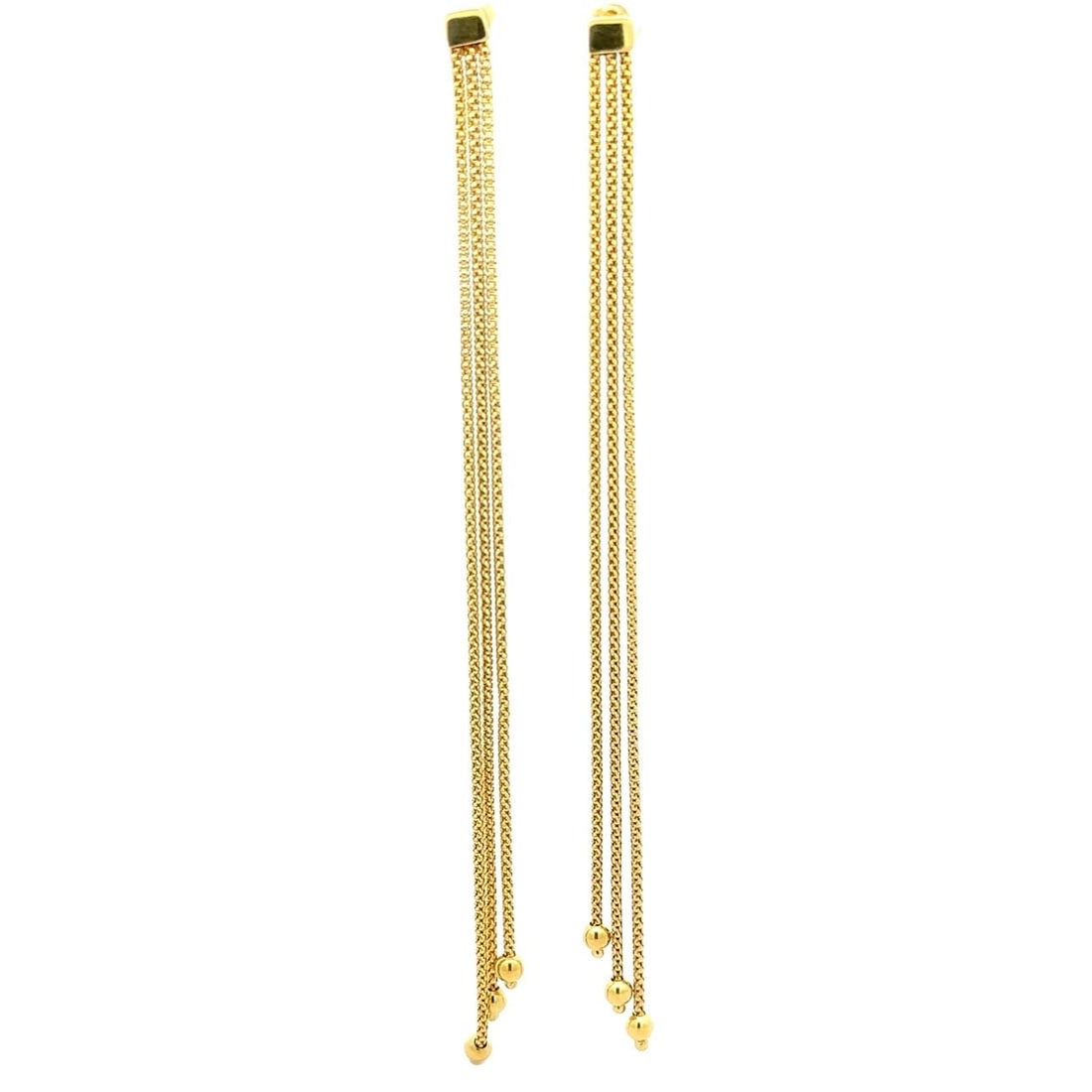 Italian 14k Yellow Gold Long Dangle Popcorn Link Earrings (1 of 9)